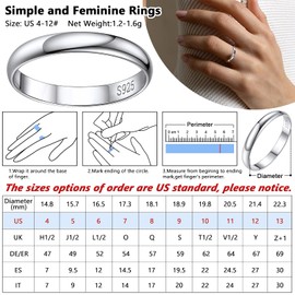 Silvora Silver Wedding Rings for Woman 925 Tiny Thin Plain Engagement Band Durable Eterntiy Ring Size 8