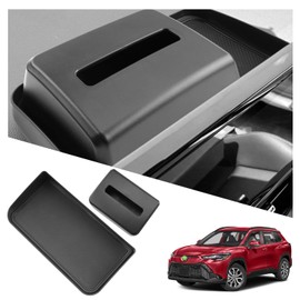 Ruiya Corolla Cross Behind Screen Organizer,for Toyota Corolla Cross Accessories Dash Storage Tray with ETC Magnetic Tissue Box Compatible with 2022 2023 2024 2025 Toyota Corolla Cross L/LE/XLE