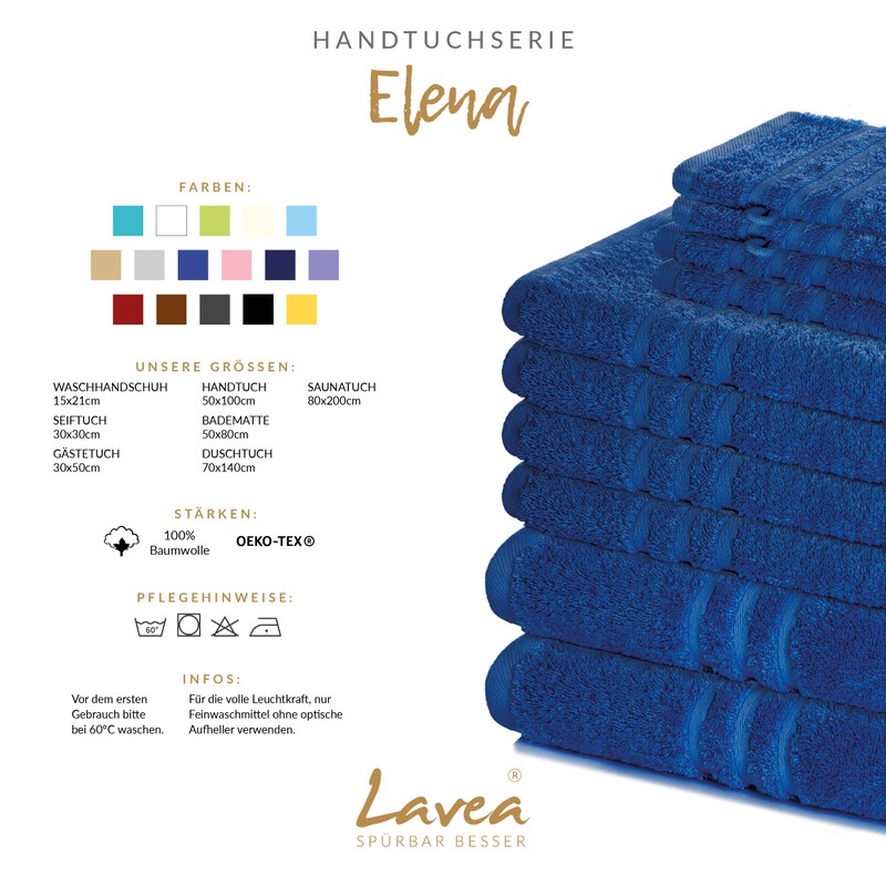 Lavea Sauna Towel, 80 x 200 cm, Terry Series Elena,