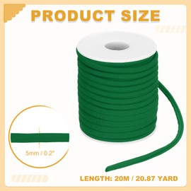 PATIKIL Flat Elastic Nylon Cord, 21.87 Yard 5 mm Stretchy Spandex Cord Fabric Elastic String for Sewing Clothing Hair Ties Drawstring DIY Crafts, Green