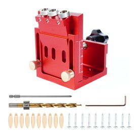 Jellybibo Pocket Hole Jig Set, 3 Holes Adjustable Wooden Dowel Pocket Hole Drilling Template, Oblique Hole Drilling Template, Woodworking Adjustable Blind Hole Drill with 9.5 mm Drilling Oblique