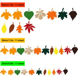 528 Pieces Sheet Stickers Felt Sheet Stickers Maple Leaf Stickers Various Autumn Leaf Decorations for Thanksgiving Party Crafts Ornaments