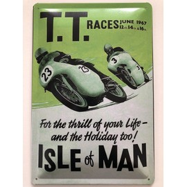 Tin Sign 20 x 30 cm Curved TT Races 1967 Isle of Man Motorcycle Decoration Gift Sign