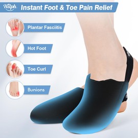Hilph 1 Pair Foot Toe Ice Pack Wrap for Swelling & Bunion Surgery, Soft Forefoot Ice Pack, Hot & Cold Therapy Foot Cold Pack for Broken Toes, Plantar Fasciitis, Tendonitis, Gout (Black)