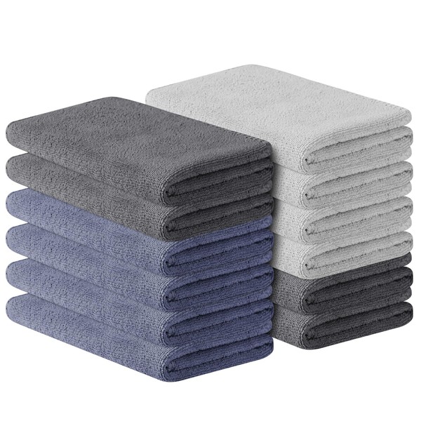 URAQT Small Hand Towel, Hand Towel, 12-Piece Kitchen Towel, Microfibre Bath Towels, 30 x 30 cm
