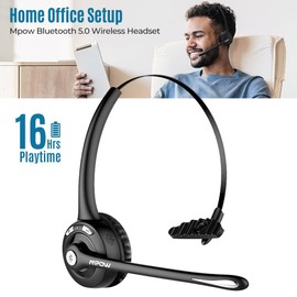 Mpow Noise Canceling Bluetooth Headset Wireless Cell Phone Headphone Microphone