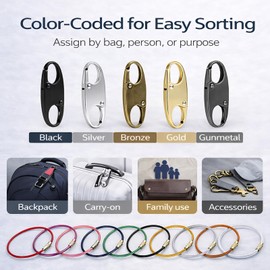 PPDVUUT Zipper Locks for Backpacks, Suitcases, Travel Bags & More, Anti-Theft Security Clips Set with 10 Locks & 10 Extension Rings, Metal Alloy Double-Opening Clips