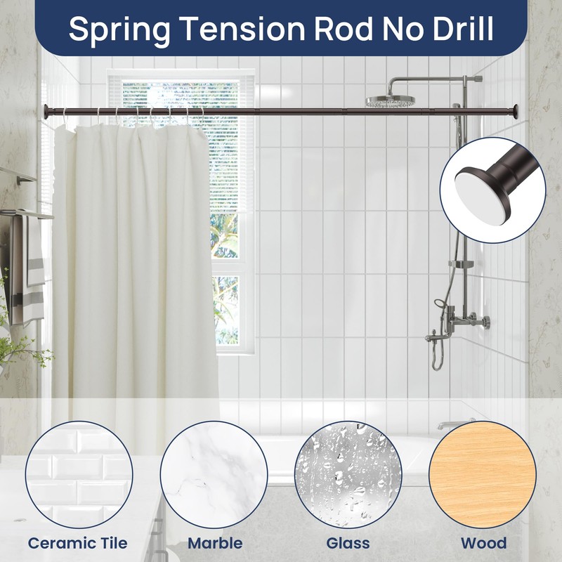 ENJOYBASICS Shower Curtain Rod 30 to 76 Inches, Stainless Steel