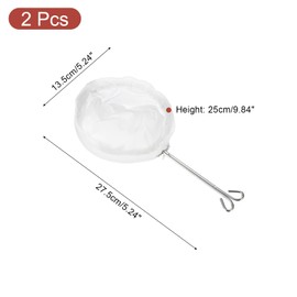 sourcing map 2 Pcs Cloth Coffee Filter Bags, Coffee Sock Filter, Reusable Coffee Strainer with Double Hook Steel Ring Handle, Small, White