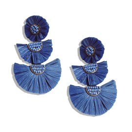 Aretes colgantes bohemios con abalorio de palma de rafia para mujer, Plástico Vidrio, Sin gemas.