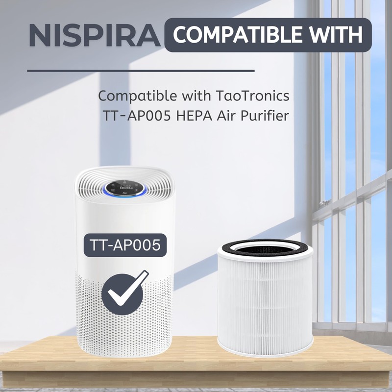Nispira TT-AP005 Replacement Filter for TaoTronics Air Purifier 3-in-1 True