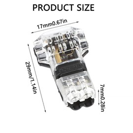 12 Pack T Tap Wire Connectors 2 Pin 2 Way for 18 20 22 AWG Cable Quick Splice Solderless Mid-Span Branching No Stripping Needed Black
