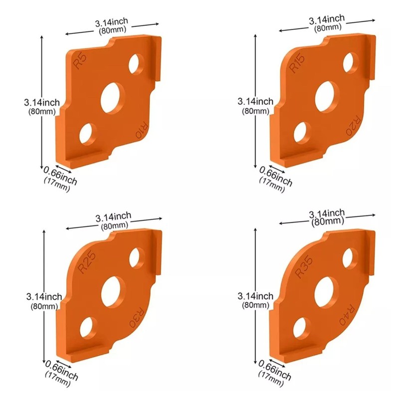 Multi-Sided Set of Corner Routing Radius Jig Router Templates |