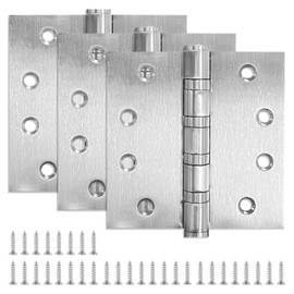 3 Pack Stainless Steel 4'' Door Hinges, 4in x 4in Heavy-Duty Ball Bearing Door Hinges with Square Corners for Exterior & Interior Doors, Silver