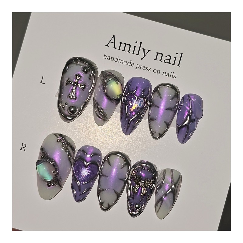 Mystic Glow [Handmade Nail Tips] Emily Nail - Mini Short