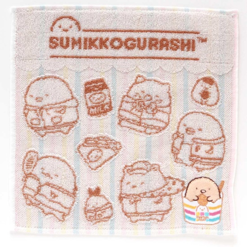 すみっコぐらし タオルハンカチ とんかつぽてと (アイボリー) 婦人 レディース タオル ハンドタオル 約25cm 001163-0003-02