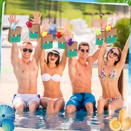 Kolldenn 24 Set Hawaiian Luau Paper Gift Bags with Handle, Hibiscus Flower and Grass Skirt, Tropical Hawaiian Party Favors for Birthday Party Supplies Treat Goodie Candy Guests Wedding Bachelorette