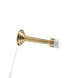 Khtumeware 2 Pack Satin Brass Zinc Door Stopper with Rubber Bumper,3" Flexible Heavy Duty Wall Door Stop, Metal Solid Rigid(Brushed Brass)