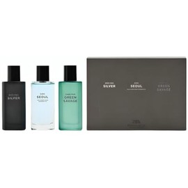 Zara Man Silver + Seoul + Green Savage Cologne for Men Fragrance Set EDT Eau De Toilette 3x 40 ML (1.35 FL OZ)