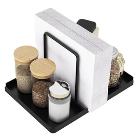 U Chef Servilletero para Mesa, Soporte para Servilletas y Condimentos, Servilletero de Metal con Salero y Pimentero, Almacenamiento de Servilletas de Papel, Decoración de Mesa de Comedor de Cocina