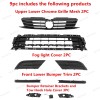 NAYSON 9PC For Jetta 2015-2018 Front Upper Lower Chrome Grille