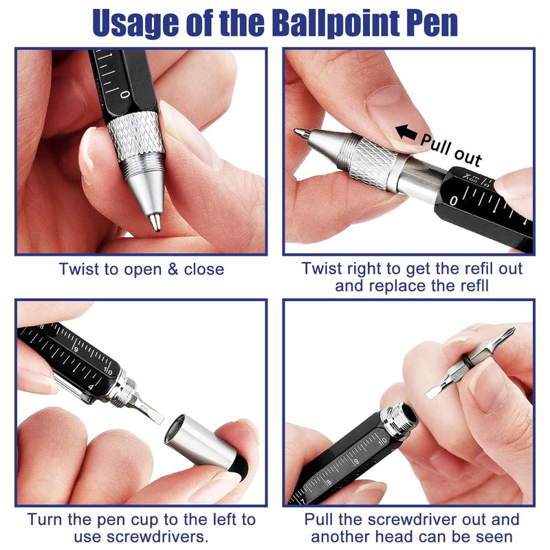 LDBKLGHJ Multifunction Tool Pen, 6 in 1 Multi-tool, Writing Instrument,