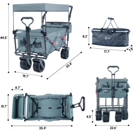 efunmodern Heavy Duty Collapsible Wagon Cart w/ Canopy and All Terrain Wheels Utility Carts