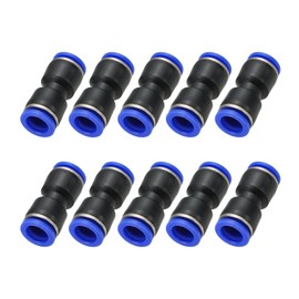 PATIKIL 1/2 Inches Push to Connect Fittings, 10Pcs Plastic Air Line Hose Fitting Quick Release Pneumatic Connectors Straight Union Two Way Coupler for Tube, Blue