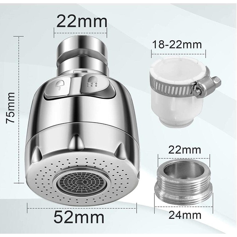 Vinabo Rompigetto Rubinetto Cucina 360°, Aeratore 2 Modalità