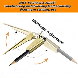 Scribe Tool,Scribing Tool Kit for Woodworking & Metalworking - 8 Inch Precision Compass Scriber with Adjustable Pencil Holder - Accurate Circle Drawing Tool for Carpentry, Drafting, Geometry & Leather