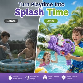 Cartoon Water Gun Toy for Kids – Double-Nozzle Unicorn & Dinosaur Sprayer for Pool, Beach & Backyard Fun