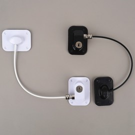 Versatile Keyed Wire Safety Lock - Anti-Opening Device for Doors & Drawers Lock - Black 2ea