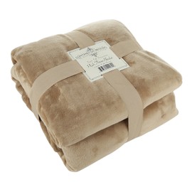 Premium Quality Super Soft Plush Throw Blanket, Warm and Fuzzy Bed Throws|Baby, Toddler and Adult in: Light Pink, Light Blue, Ivory, Grey, Light Brown & Lavender(90"x 90",Light Brown)