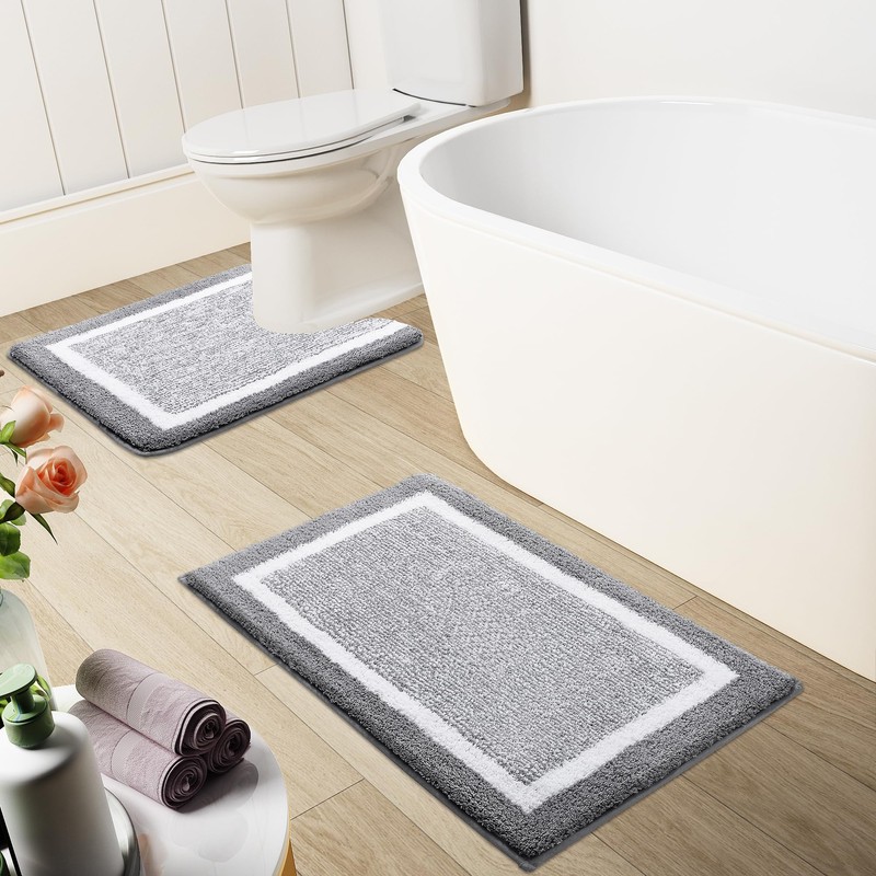 smiry Microfiber Non-Slip Bath Mats for Bathroom, Extra Soft Absorbent