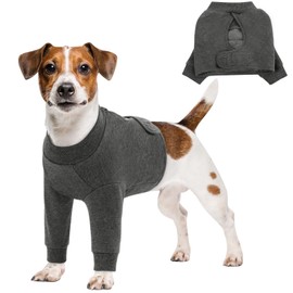 Queenmore Recovery Sleeve for Dogs Front Leg, Dog Recovery Sleeves, Dog Surgical Recovery Suit Female, Pet Elbow Protector Cone Collar Alternatives, Grey, XS