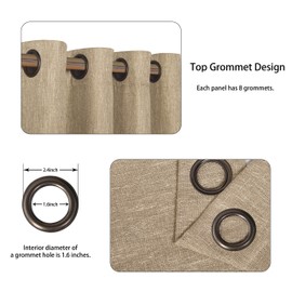 LORDTEX Linen Look Textured Blackout Curtains with Thermal Insulated Liner - Heavy Thick Grommet Window Drapes for Bedroom, 50 x 45 Inches, Tan, Set of 2 Panels