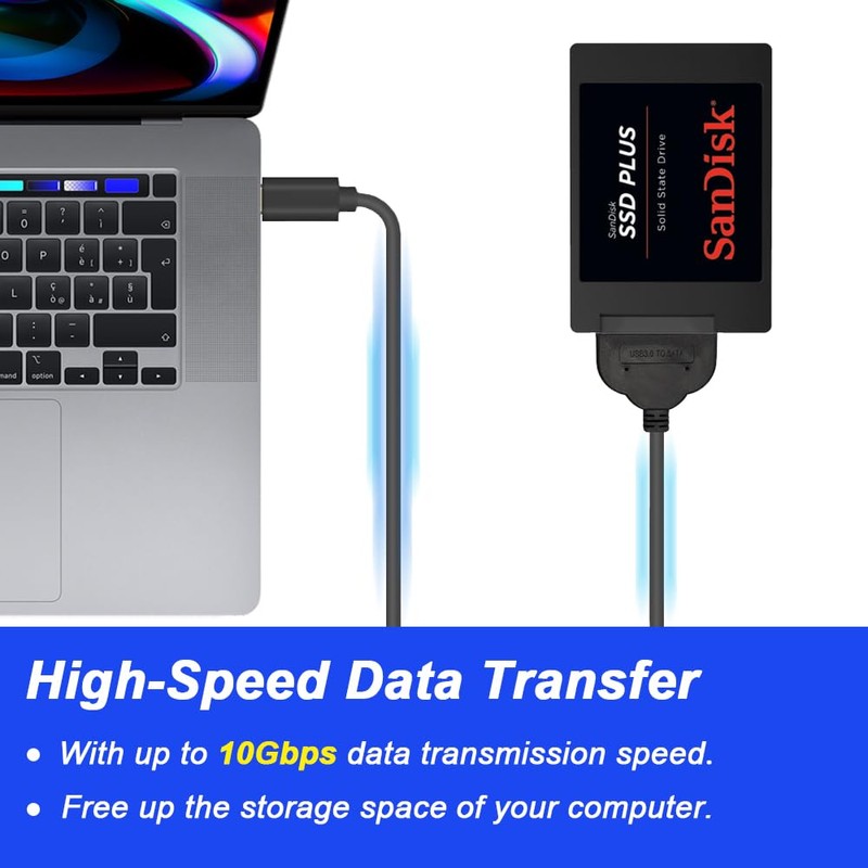 DKARDU USB C to SATA Adapter, 10Gbps USB 3.1 Gen