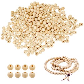 Mesybveo 400 Pieces 10mm Natural Round Wooden Beads, Lotus Wood Beads, Natural Round Wooden Beads, Easy to Thread Jewellery Bracelets, Crafts, Decorative Accessories
