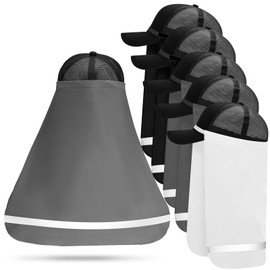 Funtery 6 Pcs Hard Hat Sun Shade Sun Neck Protection for Men Reflective Strap Hat Drape Neck Adjustable Protector for Outdoor(Black, White, Gray)