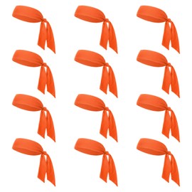 GOGO 12 Pack Head Tie Sports Headbands, Tie Back Headband for Tennis Running - Orange
