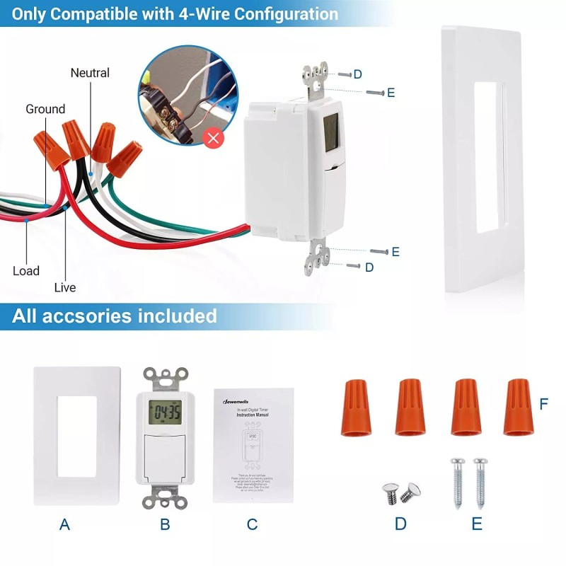 DEWENWILS Indoor in Wall Timer Switch for Light Multi-Countdow