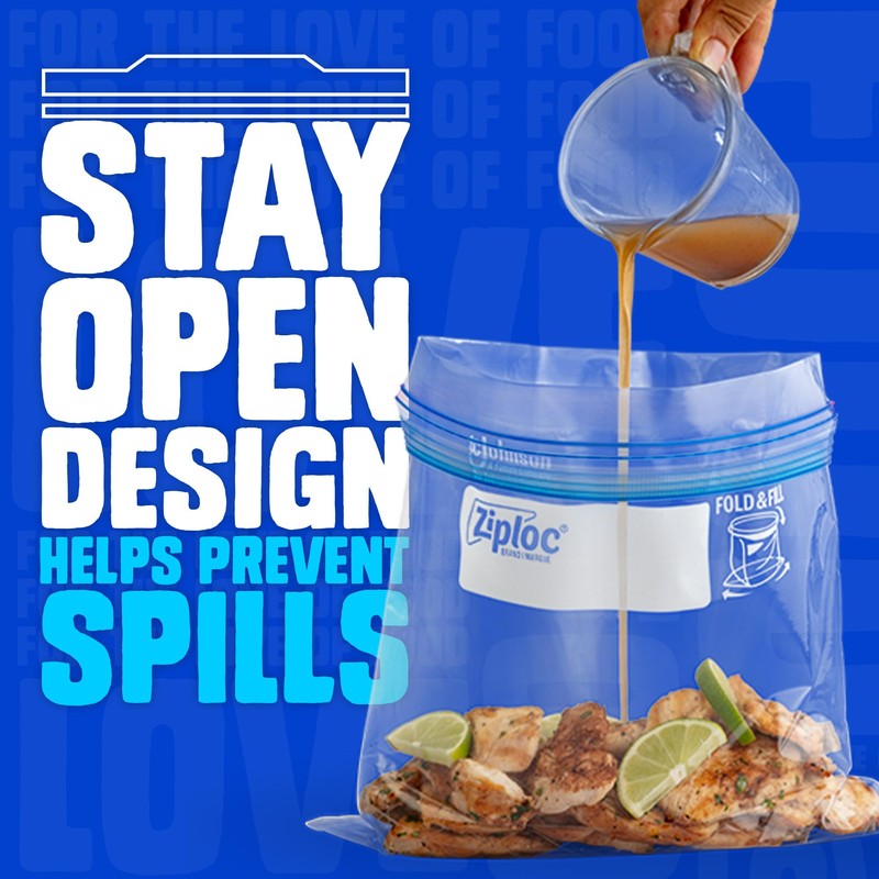 Ziploc Gallon Food Storage Freezer Bags, Stay Open Design, Easy