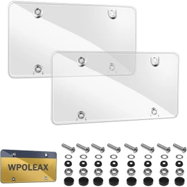 License Plate Cover Set: 2 Pack Clear Unbreakable Car License Plate Frame Shield Front & Back - Plastic Tinted License Plate Protector with Screw Nut for Universal Canada US Car & Truck Accessories