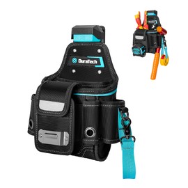 Duratech Waist Bag, Electrician's Waist Bag, Detachable Waist Bag, Tool Holder, Tool Bag, 1800D Oxford Fabric, Carabiner Hook, 7 Bags, Multi-functional, Large Capacity, Compact Design, Clip Fast, Belt