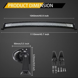 Willpower Curved LED Light Bar 42 inch 540W Spot Flood Combo Triple Row Led Off road Driving Fog Work Lights with Wiring Harness for Pickup SUV ATV UTV Truck Light, 12V 24V