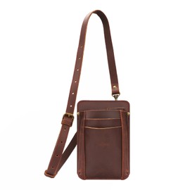 Tourbon Gardening Pouch Pruning Shears Pouch Leather Scissor Case Bag Gardening Florist Waist Pouch with Shoulder Strap (Dark Brown)