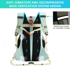 lightweight Hiking Backpack 40L Hiking Daypack with Waterproof Rain Cover for Travel Camping Hiking Outdoor Men and Women (Cream green-Waterproof Rain Cover)