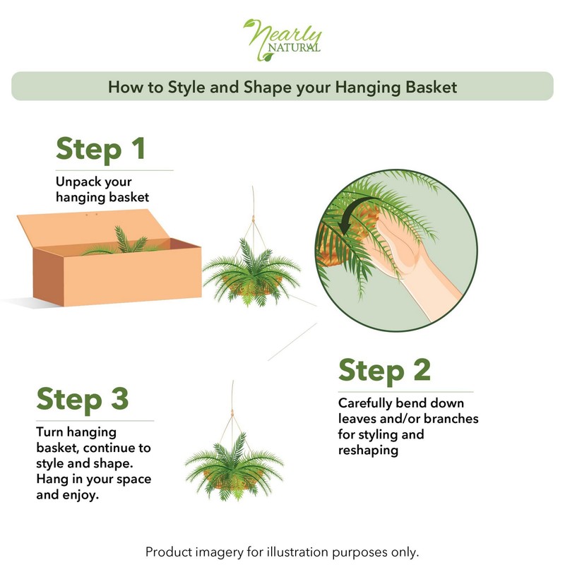 Nearly Natural 6788 Double Giant Boston Fern Hanging Basket,Green