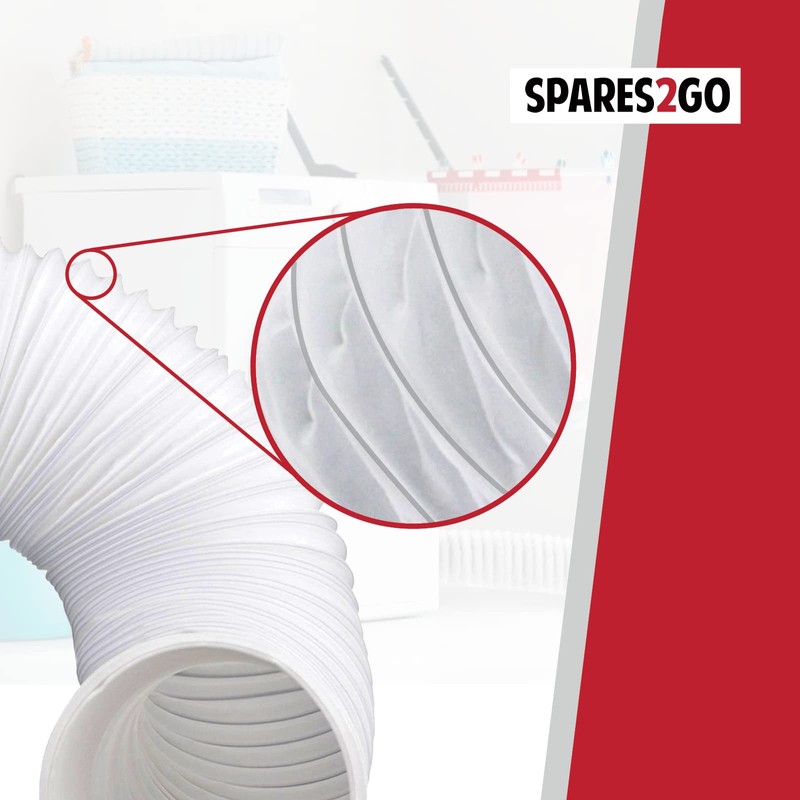 SPARES2GO Extra Long Vent Hose & Screw Clips Kit for