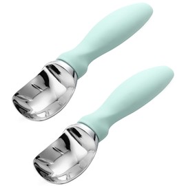 Spring Chef Ice Cream Scoop with Soft Grip Handle, Professional Heavy Duty Sturdy Scooper, Premium Kitchen Tool for Cookie Dough, Gelato, Sorbet, Mint, 2 Pack